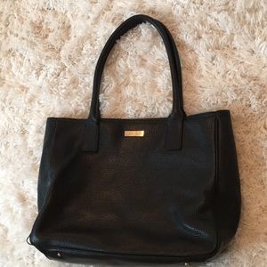 Kate Spade black leather purse green interior